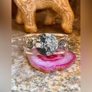 Hand Crafted Silver and Green Bracelet